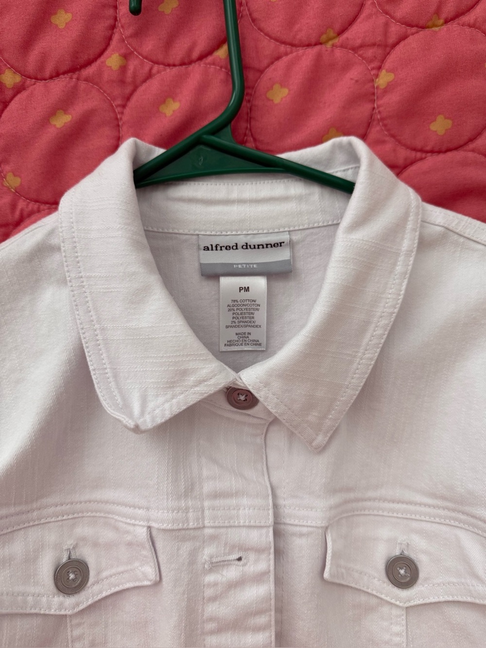 Alfred Dunner Petite White Button-Front Casual Shirt Jacket
